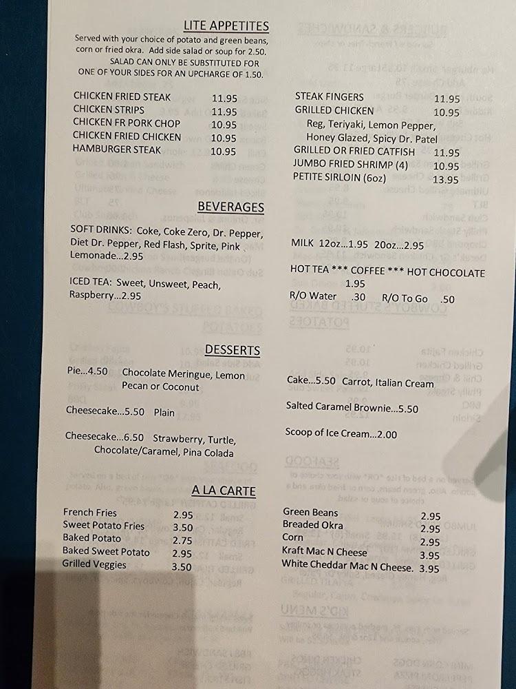 Cowboy's Steakhouse & Restaurant Menu image 1